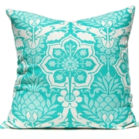 Pineapple Damask Pillow - Aqua