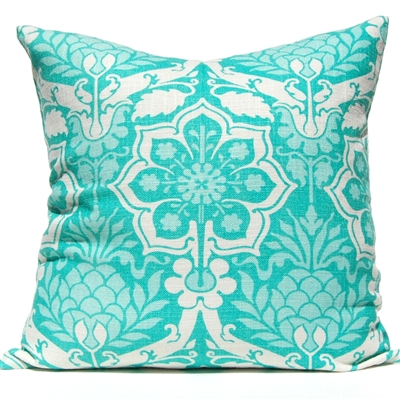 Pineapple Damask Pillow - Aqua