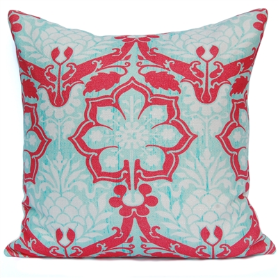 Pineapple Damask Pillow - Coral