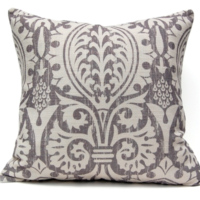 Medieval Damask Pillow - Gray