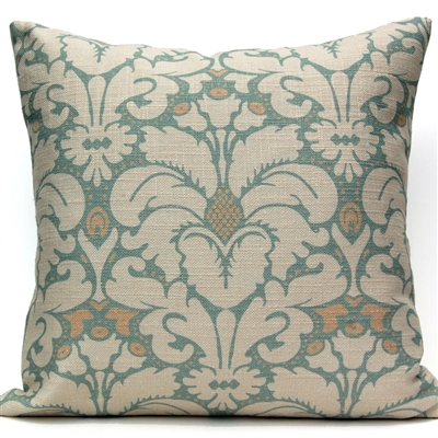 Plumes Damask Pillow - Oyster Bay
