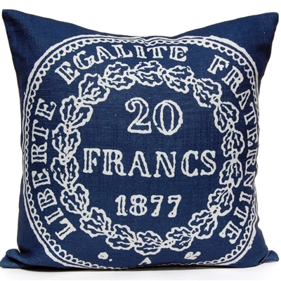 French Coin Pillow - Navy