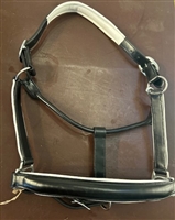 Dy'on Dressage Collection Halter - Matt Black with White padding - Full