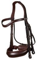 Dressage Large crank noseband double bridle - BROWN