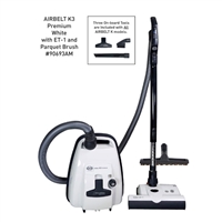 Sebo Airbelt K3 Premium with duel-control handle ET-1 and parquet brush in white
