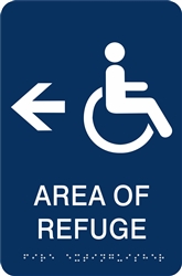 ADA Braille Area of Refuge Directional Sign