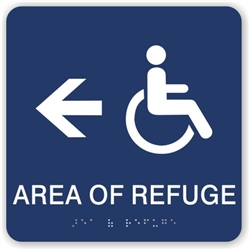 Area of Refuge directional Braille Sign
