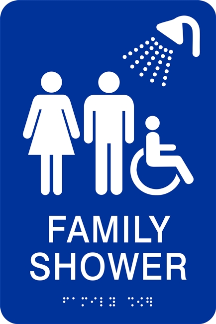ADA Braille Family Shower Restroom Sign