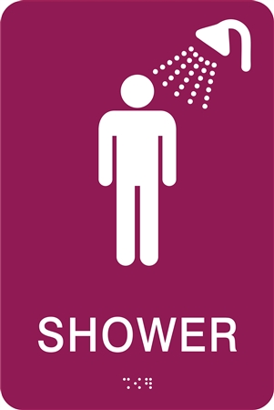 Men Restroom  Non-Accessible Shower ADA Braille Sign