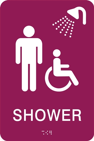 ADA Braille Men Shower Restroom Sign