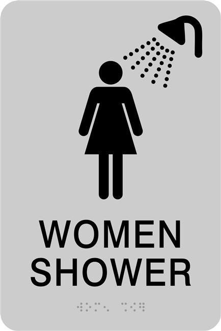 Women Restroom  Non-Accessible Shower ADA Braille Sign