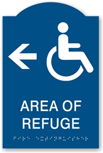 ADA Braille Area of Refuge Directional Sign