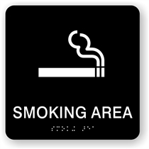 Smoking Area Braille Sign