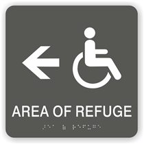 Area of Refuge Directional Braille Sign