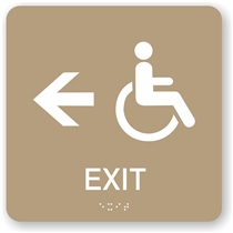 Handicap Exit Directional Braille Sign