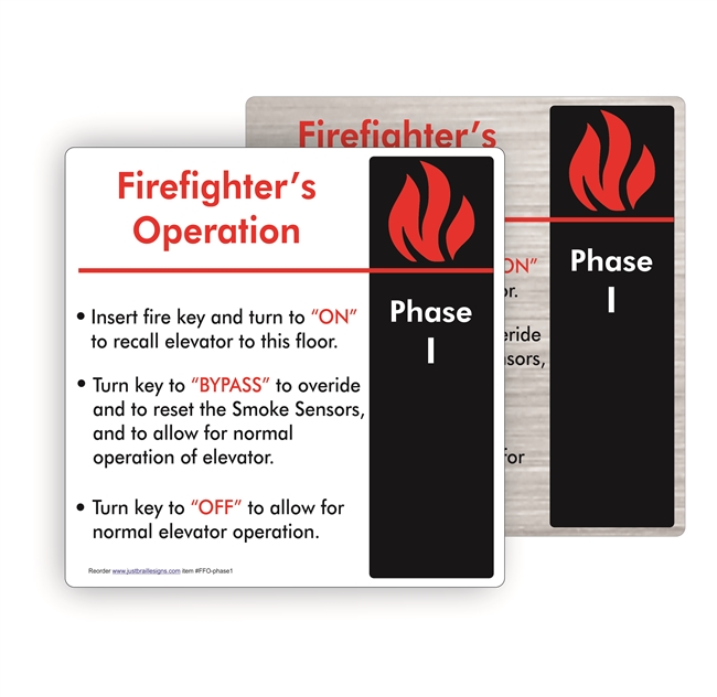 Firefighter's Operation Elevator Sign