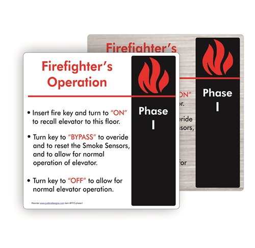 Firefighter's Operation Elevator Sign