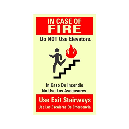 Elevator In Case of Fire Sign