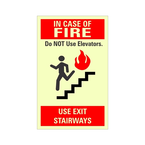 Elevator In Case of Fire Sign