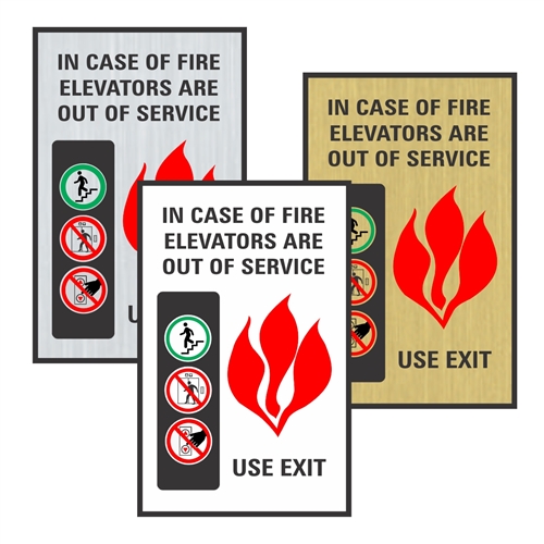 Elevator In Case of Fire Sign