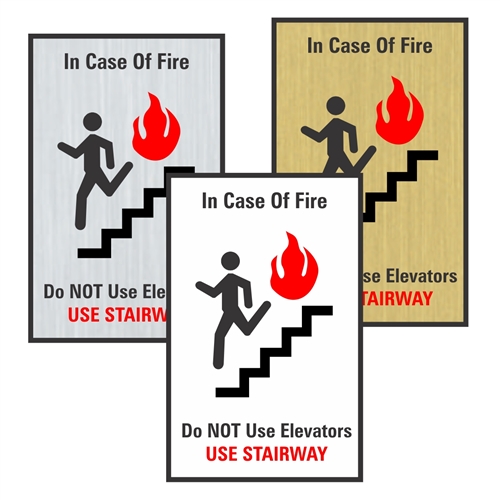 Elevator In Case of Fire Sign