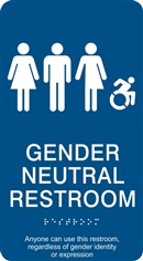 Gender Neutral ADA Braille Restroom Sign