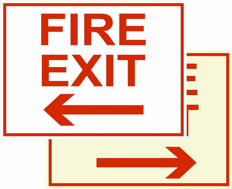 Luminous or Non-Luminous Fire Exit Directional Sign