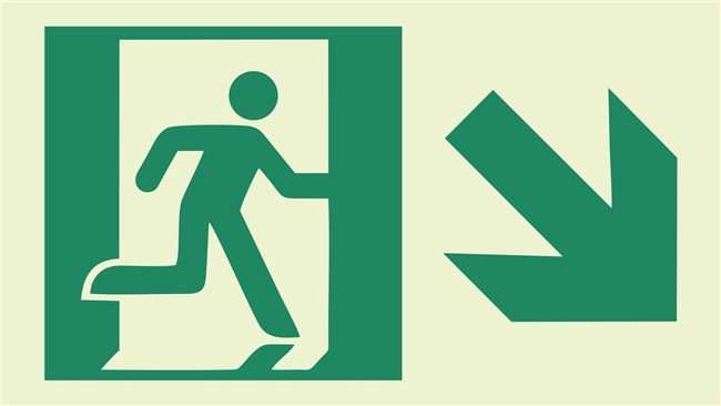 Photoluminescent running man directional signs