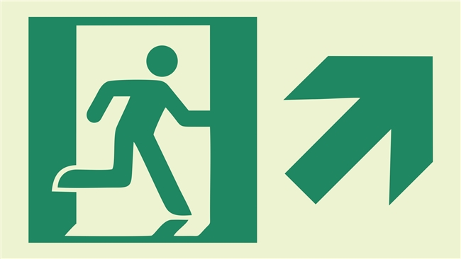 Photoluminescent running man directional signs