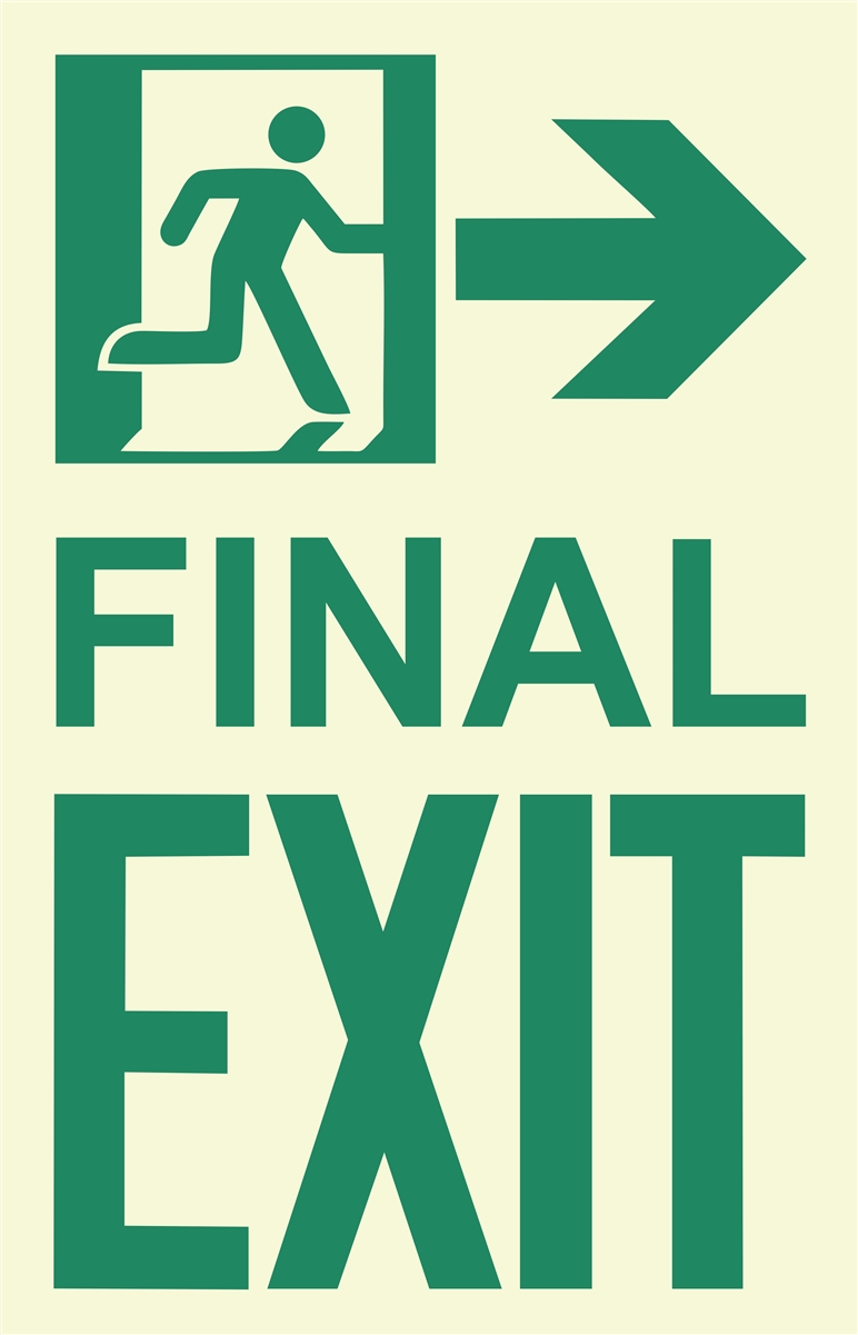 Photoluminescent Running Man Final Exit Sign, Right Arrow