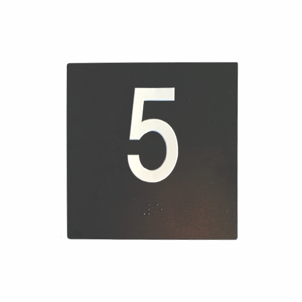 Star 1 - Elevator Jamb Plate Sign with Braille and Raised Number-Elevator Floor Number Sign(Black)