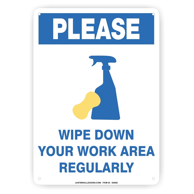 Wipe and Clean Safety Sign