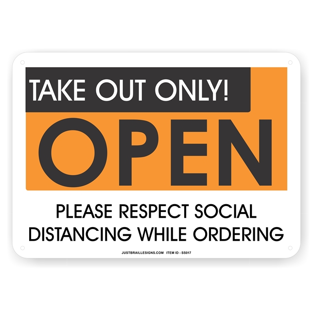 Take Out Only Social Distancing Sign