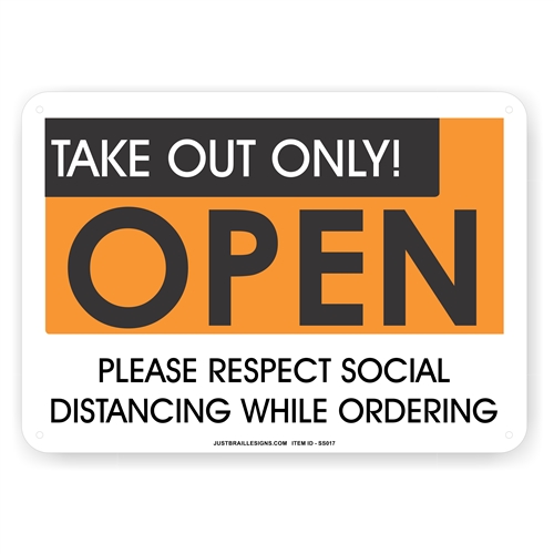 Take Out Only Social Distancing Sign