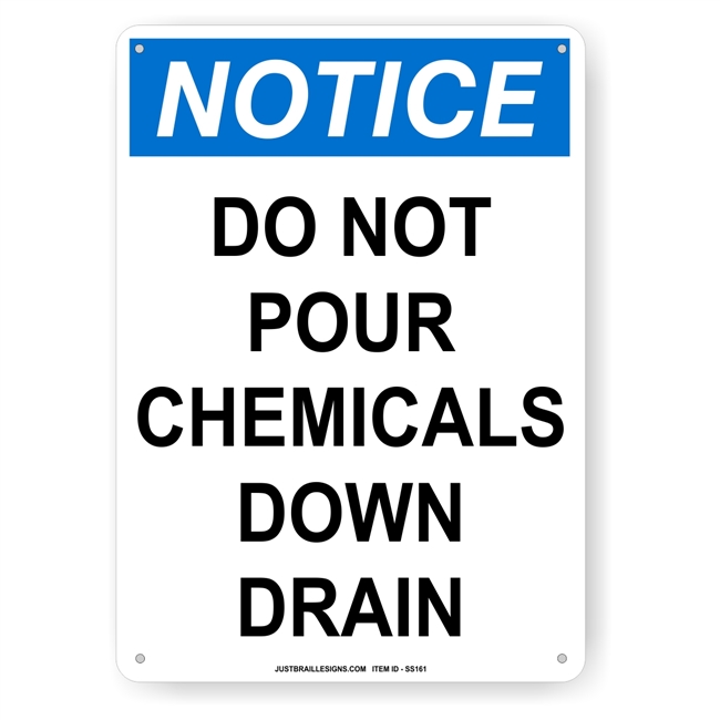 DO NOT Pour Chemicals Safety Sign