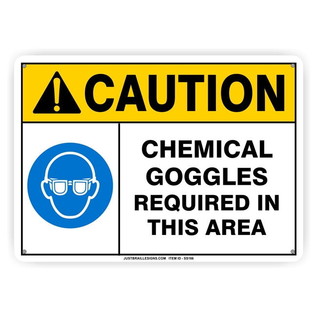 Chemical Goggles Required Safety Sign