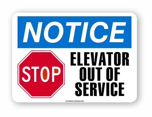 Elevator Maintenance Out of Service Sign