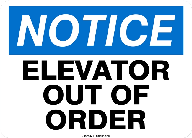 Elevator Maintenance Out of Order Sign