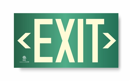 Photoluminescent Exit Sign UL 924 Listed, Green