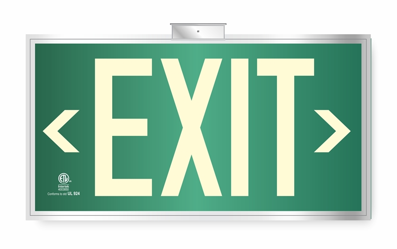 Photoluminescent Bracket Mount Exit Sign , Green