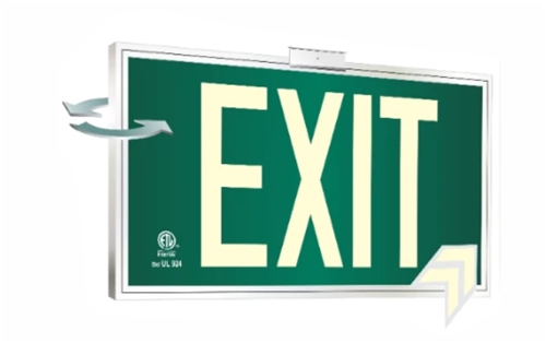 Photoluminescent Bracket Mount Exit Sign , Double sided, Green