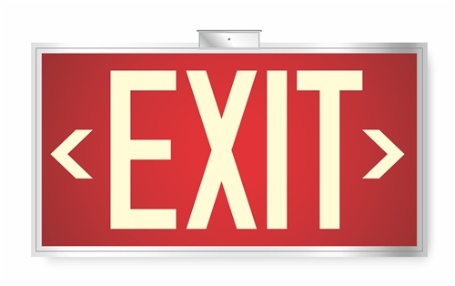 Photoluminescent Bracket Mount Exit Sign , Red