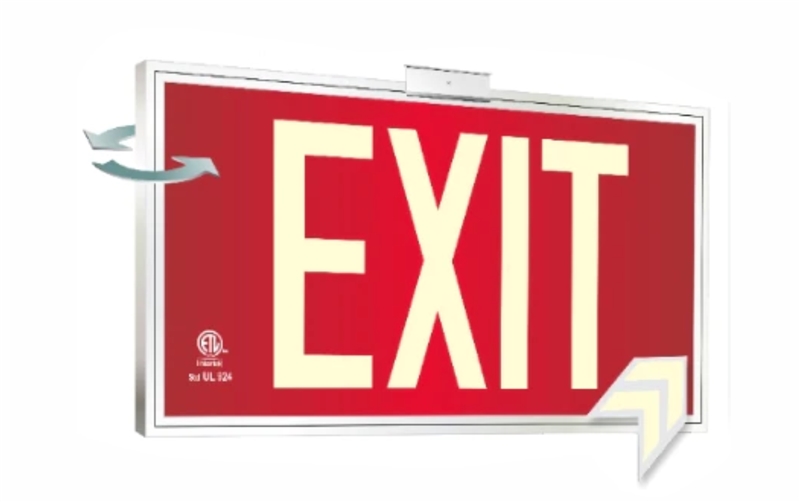 Photoluminescent Bracket Mount Exit Sign , Double sided, Red
