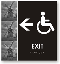 Handicap Exit Directional Braille Sign