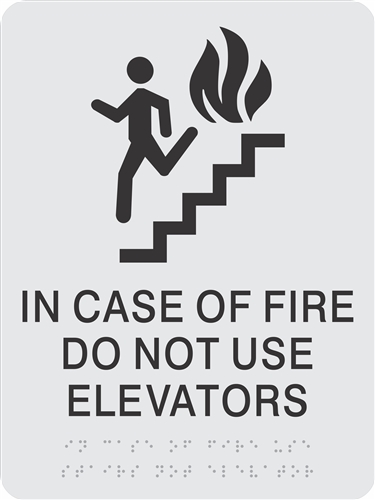 In Case of Fire Braille Sign