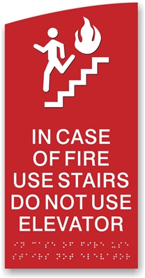 In Case of Fire Braille Sign