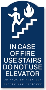 In Case of Fire Braille Sign