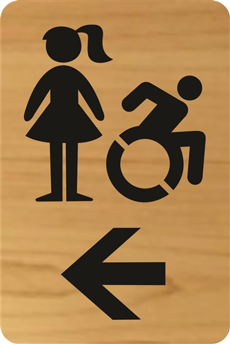 Girl's Restroom Directional Sign, Active Wheelchair Symbol, 6x9"
