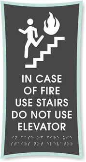 Braille In Case of Fire Elevator Sign