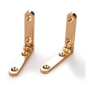 Pair (2) Humidor or Jewel Box Hinges With Screws 23X22mm - Polished Brass -  D. Lawless Hardware